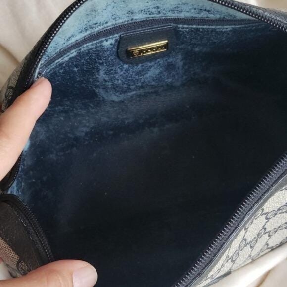 GUCCI Navy Blue Canvas Micro GG Monogram Camera Cross  Vintage Gucci Navy Monogrammed Crossbody Bag